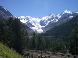 dol Morteratsch s ledovcem Bernina cestou na Berninapass 2328 m n. m.